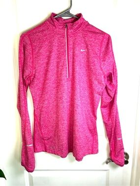 Nike Pink Heather Running Element Dri-FIT half‎ zip Long-Sleeve Top Medium
